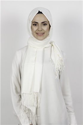Kalın Paşmina Şal 520-0001-27 Ekru