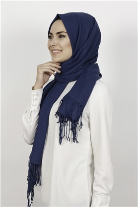 Kalın Paşmina Şal 520-0001-31 Lacivert