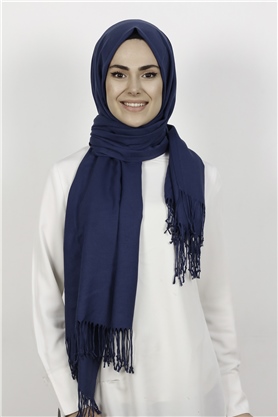 Kalın Paşmina Şal 520-0001-31 Lacivert