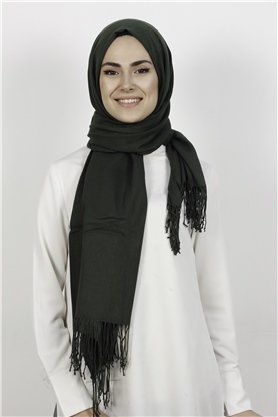Kalın Paşmina Şal 520-0001-35 Asker Yeşili