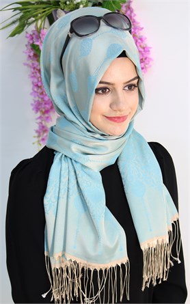 500-0003-03  ÇİFT YÖNLÜ İPEKSİ ŞAL MAVİ