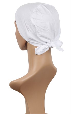 Likralı Bağlı Bone 2509-1 Beyaz