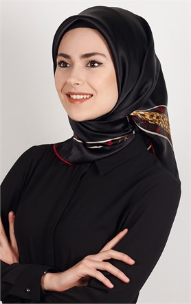 5552-07 ARMİNE İPEK SİYAH KIRMIZI