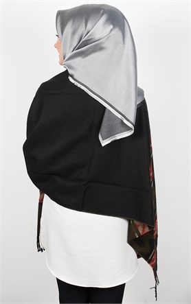 511-0001-01 GENİŞ OMUZ ŞALI SAKS BORDO