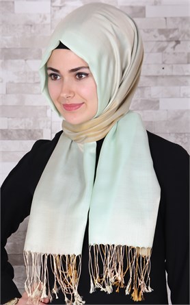 500-0010-01 ÇİFT YÖNLÜ İPEKSİ ŞAL SU YEŞİLİ