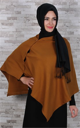 513-0001-10 DÜĞMELİ PANÇO HARDAL