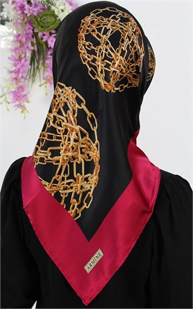 5740-22 ARMİNE İPEK FUŞYA SİYAH