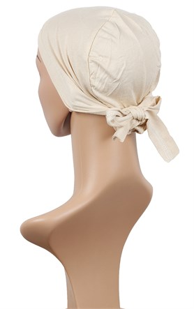 Likralı Bağlı Bone 2509-20  Ekru