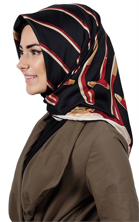 102-0007-10 U.S POLO ASSN EŞARP SİYAH KIRMIZI