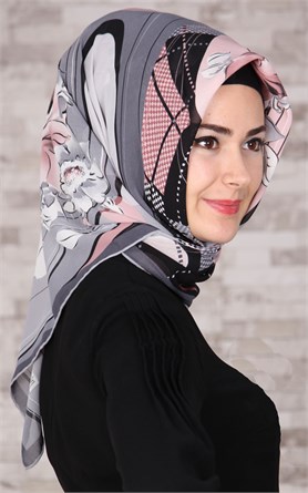 Piramit Krep Eşarp 116-0003-01 Gri