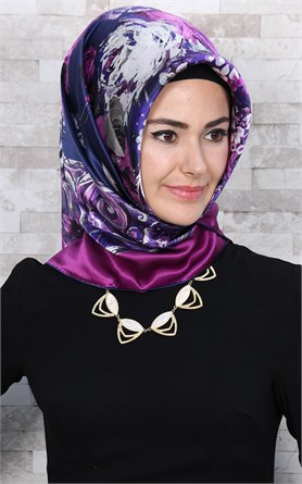 3865-31 ARMİNE İPEK LACİVERT MOR