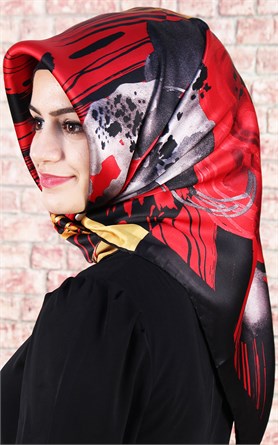 5738-16 ARMİNE İPEK SİYAH KIRMIZI