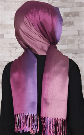 500-0010-04 ÇİFT YÖNLÜ İPEKSİ ŞAL FUŞYA MOR