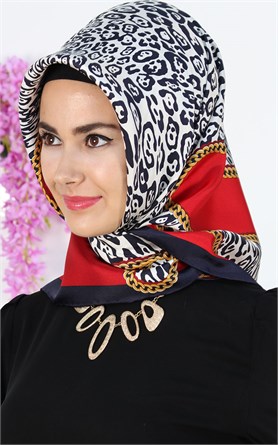 3559-11 ARMİNE İPEK KIRMIZI LACİVERT