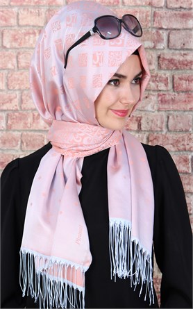 500-0008-01  ÇİFT YÖNLÜ İPEKSİ ŞAL VİZON GRİ