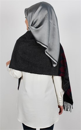 511-0011-03 GENİŞ OMUZ ŞALI PEMBE SİYAH