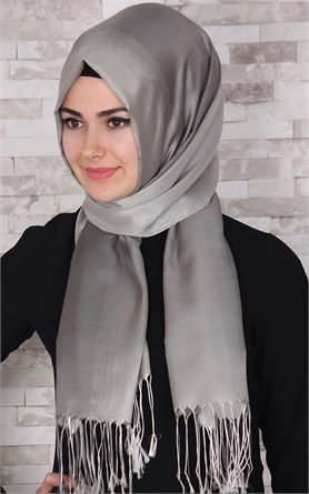 500-0010-19 ÇİFT YÖNLÜ İPEKSİ ŞAL GRİ VİZON