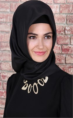 1240-05 ARMİNE İPEK ŞAL EŞARP SİYAH