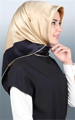 1500-002-10 ARMANDA DÜZ İPEK EŞARP GOLD SİYAH