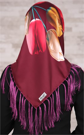 111-0010-03 PİRAMİT PÜSKÜLLÜ EŞARP FUŞYA