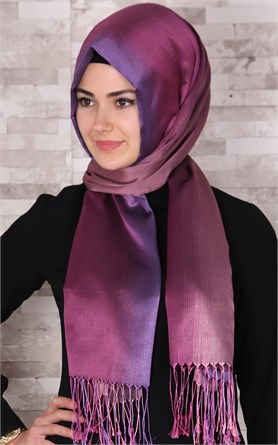 500-0010-04 ÇİFT YÖNLÜ İPEKSİ ŞAL FUŞYA MOR