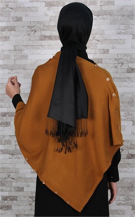 513-0001-10 DÜĞMELİ PANÇO HARDAL