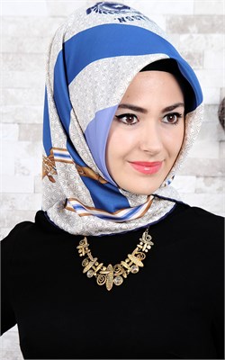 102-0018-05 U.S POLO ASSN EŞARP KREM LACİVERT 