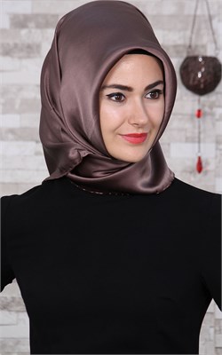 1500-003-13 ARMANDA DÜZ İPEK EŞARP KAHVE