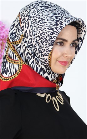 3559-11 ARMİNE İPEK KIRMIZI LACİVERT