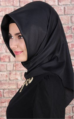 1240-05 ARMİNE İPEK ŞAL EŞARP SİYAH