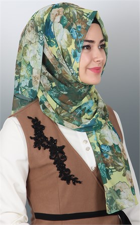 525-0001-01 FİESTA KREP ŞAL AÇIK YEŞİL