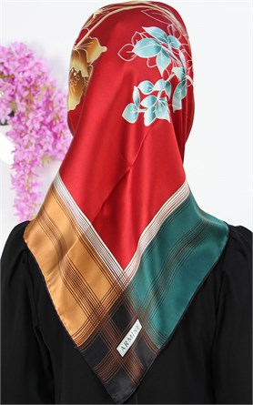 3731-15  ARMİNE İPEK YEŞİL KIRMIZI