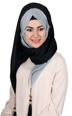 Püsküllü İki Renk Tesettür Şal 1220-4