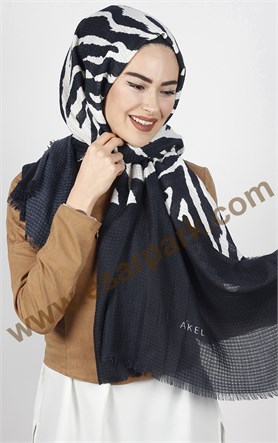 Akel Zebra Desenli Şal 4835-2