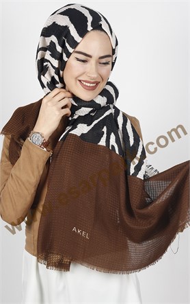 Akel Zebra Desenli Şal 4835-3