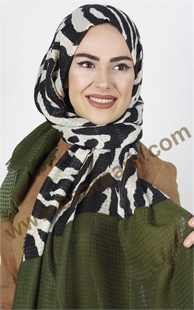 Akel Zebra Desenli Şal 4835-5