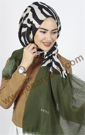 Akel Zebra Desenli Şal 4835-5