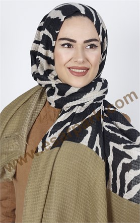 Akel Zebra Desenli Şal 4835-6