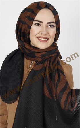 Akel Zebra Desenli Şal 4835-7