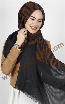 Akel Zebra Desenli Şal 4835-7