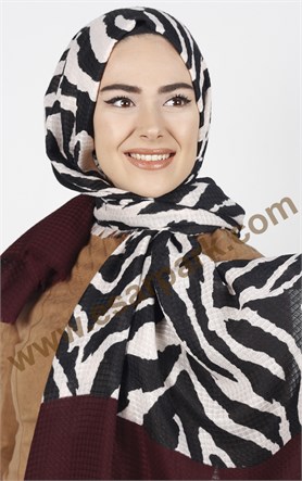 Akel Zebra Desenli Şal 4835-8