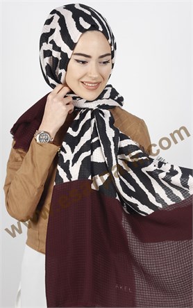 Akel Zebra Desenli Şal 4835-8