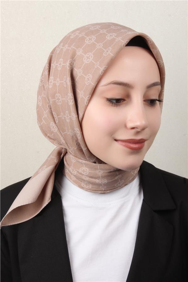 Aker Elegance Monogram Eşarp 1090500-983 Antik Bej