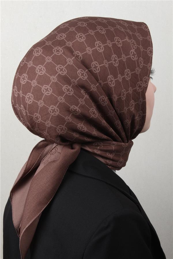 Aker Elegance Monogram Eşarp 1090500-932 Kahverengi