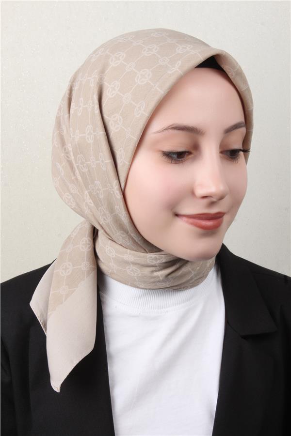 Aker Elegance Monogram Eşarp 1090500-933 Çöl Beji