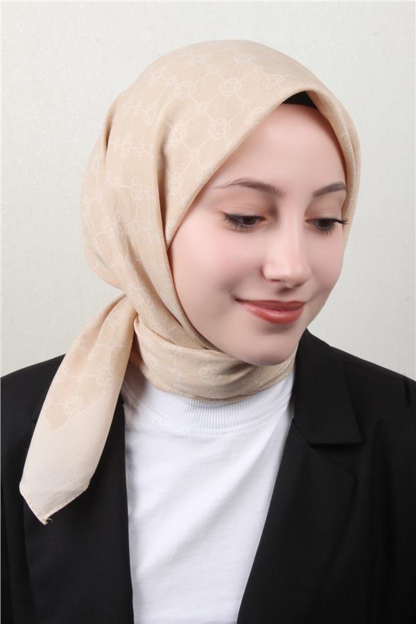 Aker Elegance Monogram Eşarp 1090500-981 Krem