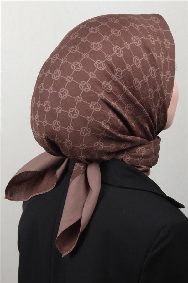 Aker Elegance Monogram Eşarp 4107-1 Kahve