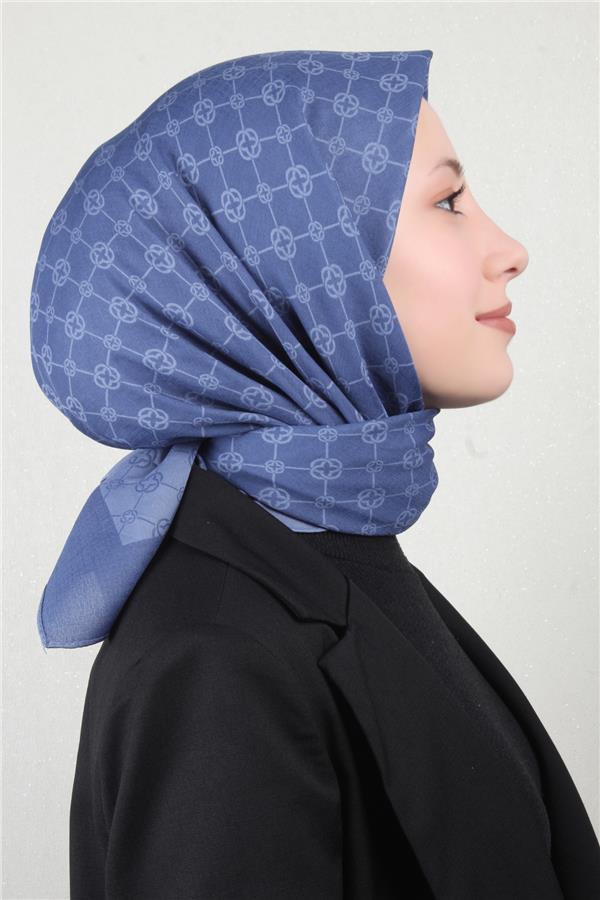 Aker Elegance Monogram Eşarp 4107-3 İndigo