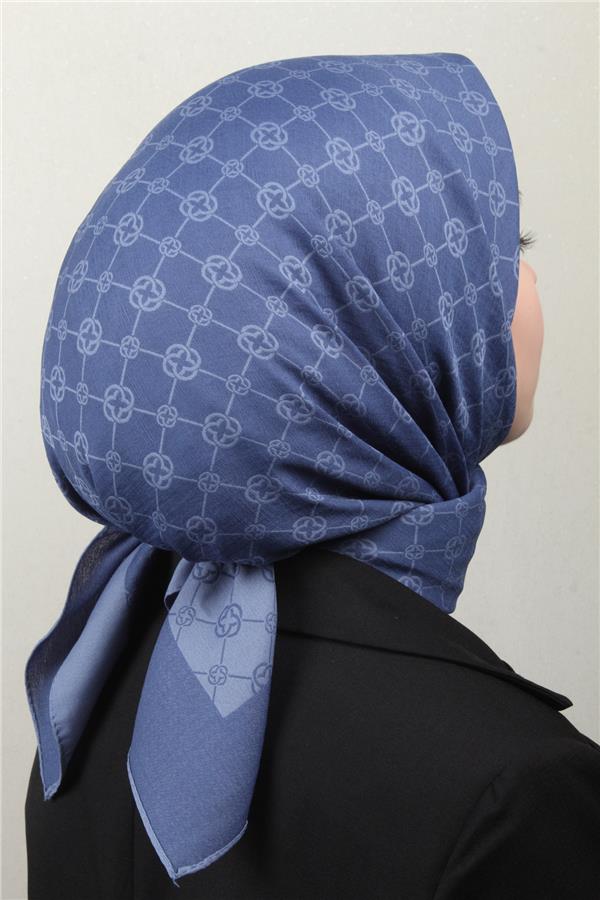 Aker Elegance Monogram Eşarp 4107-3 İndigo