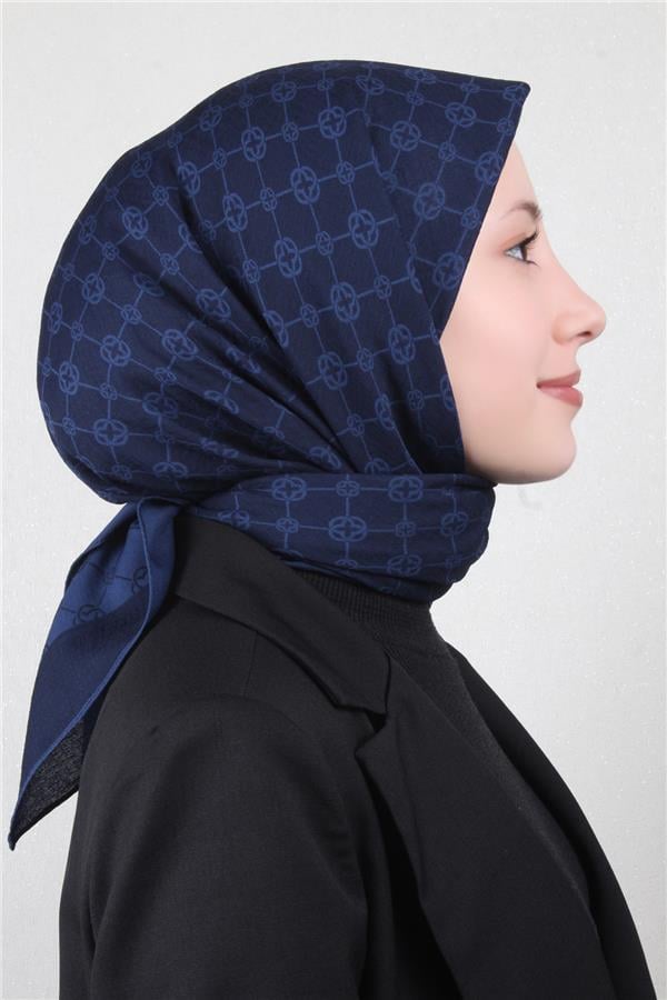 Aker Elegance Monogram Eşarp 4107-4 Lacivert
